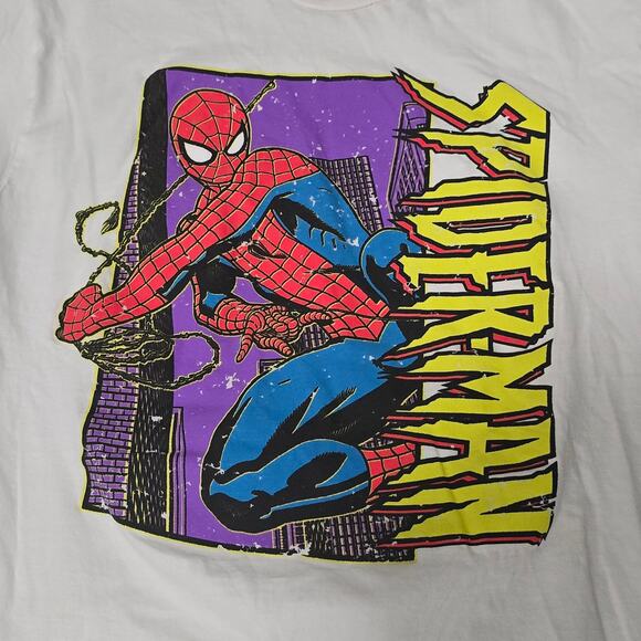 Vintage-Style Marvel Spider-Man Comic Tee – White Medium - Picture 1 of 2